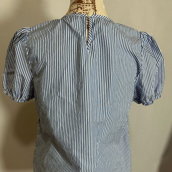J. Crew Blue and White Striped Blouse Petite Small. 100%Cotton - Picture 3 of 6